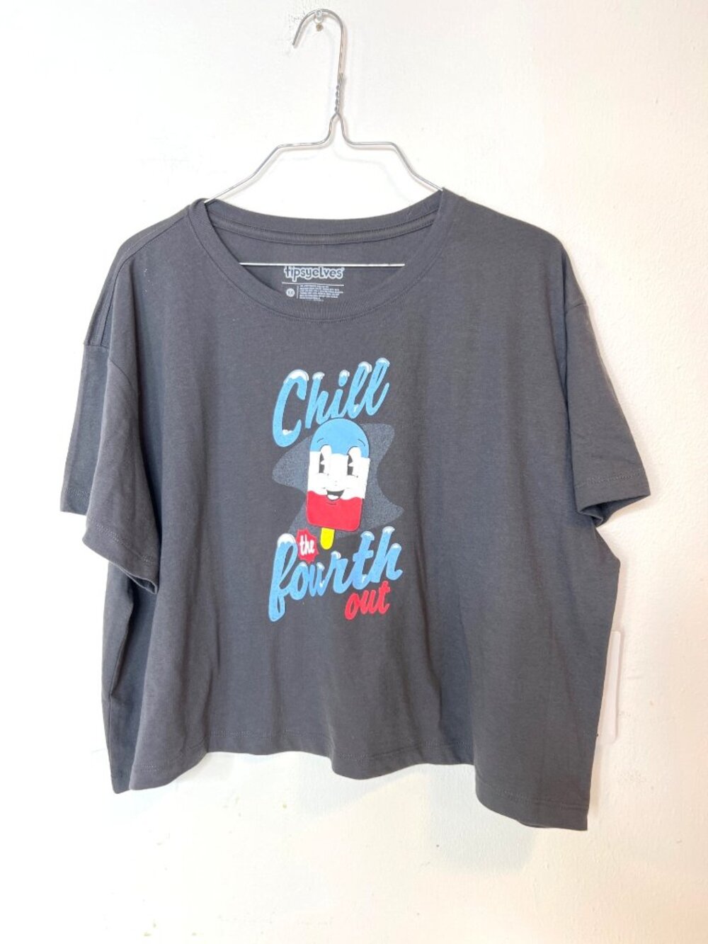Tipsy Elves 2X Crop T-Shirt 4th of July Chill the fourth out Popsicle Patriotic